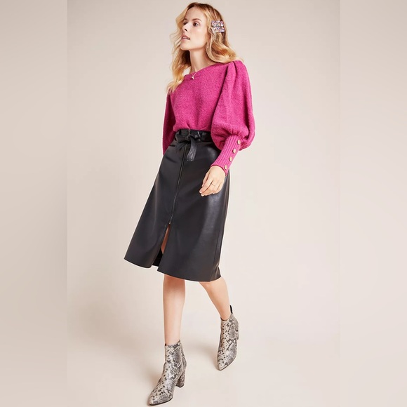 NWT Anthropologie Marceline Faux Leather A Line Skirt - Picture 1 of 4